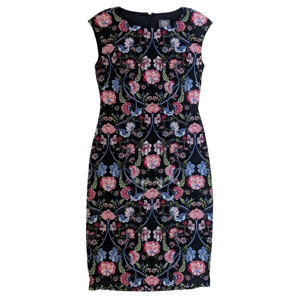 Vince Camuto Baroque Floral Shift Dress Sz 8 - Picture 3 of 7